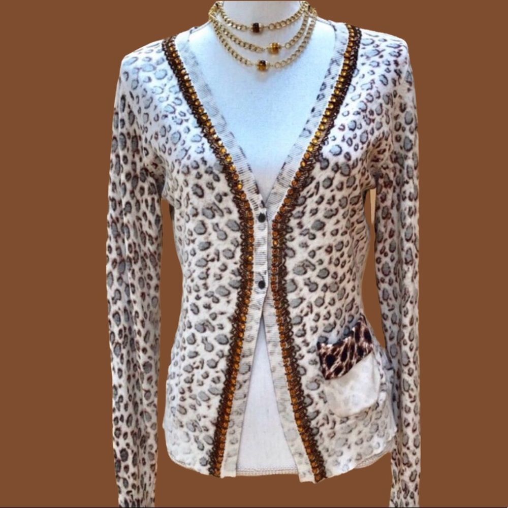 🌟Beads Embellished Animal Print Cardigan
